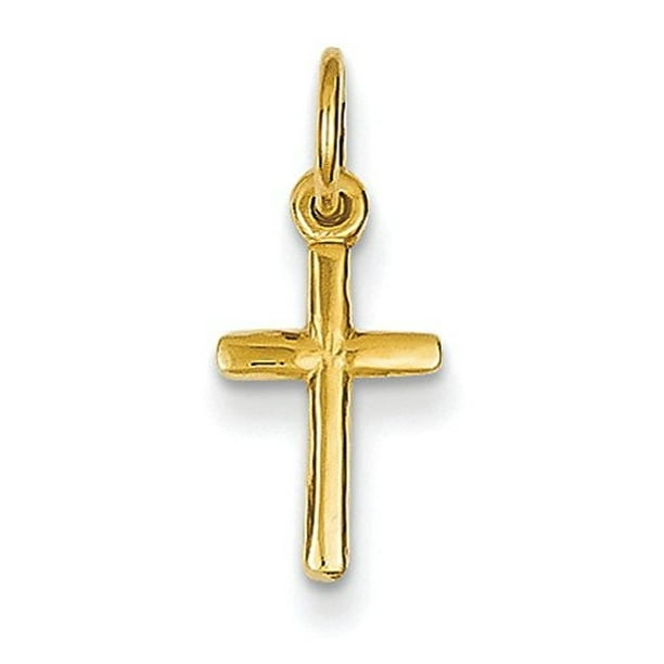 14K Yellow Gold Mini Latin Cross Charm Pendant 